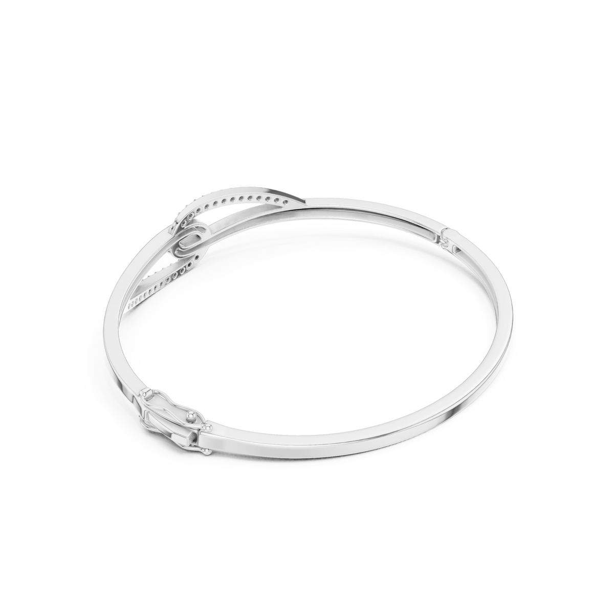  White Gold Infinity Knot Pave Bangle Side View