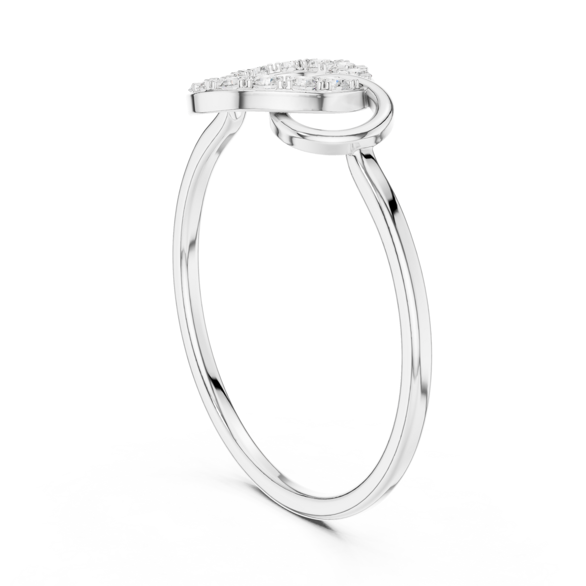 Interlocked circles pave ring white gold side view