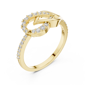 Interlocked loop pave ring yellow gold front view