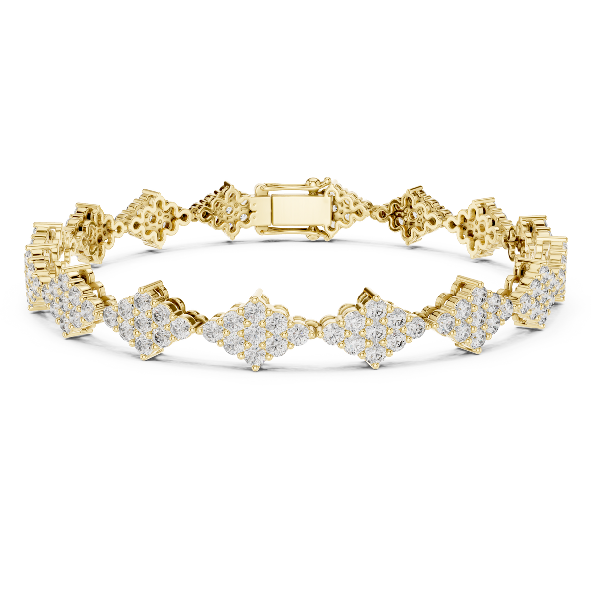  Gold Kite Cluster Tennis Bracelet Detail View