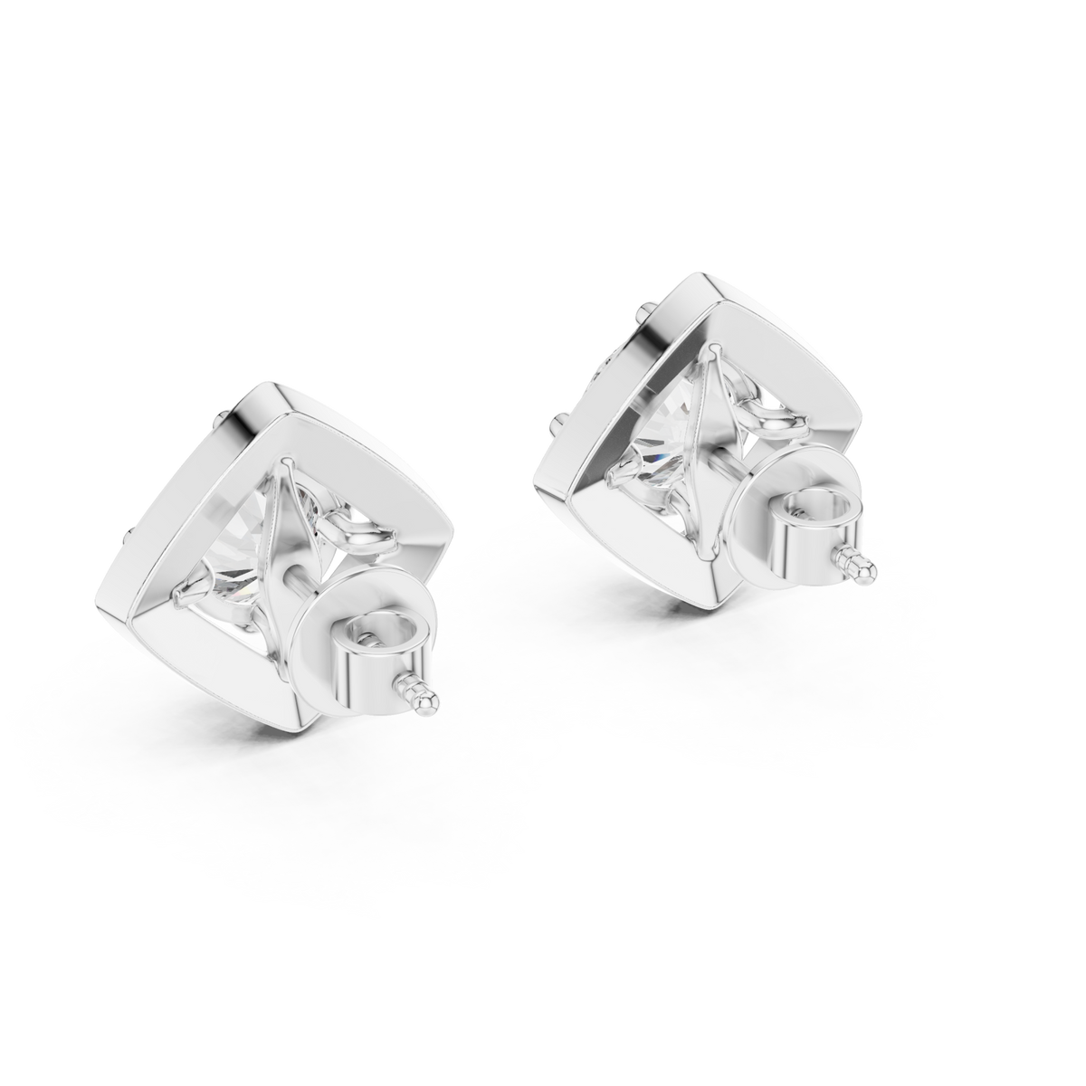  White Gold Kite Halo Round Studs Side View