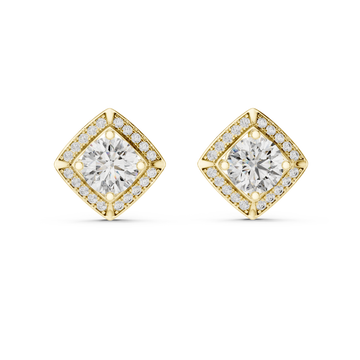  Gold Kite Halo Round Studs Detail View