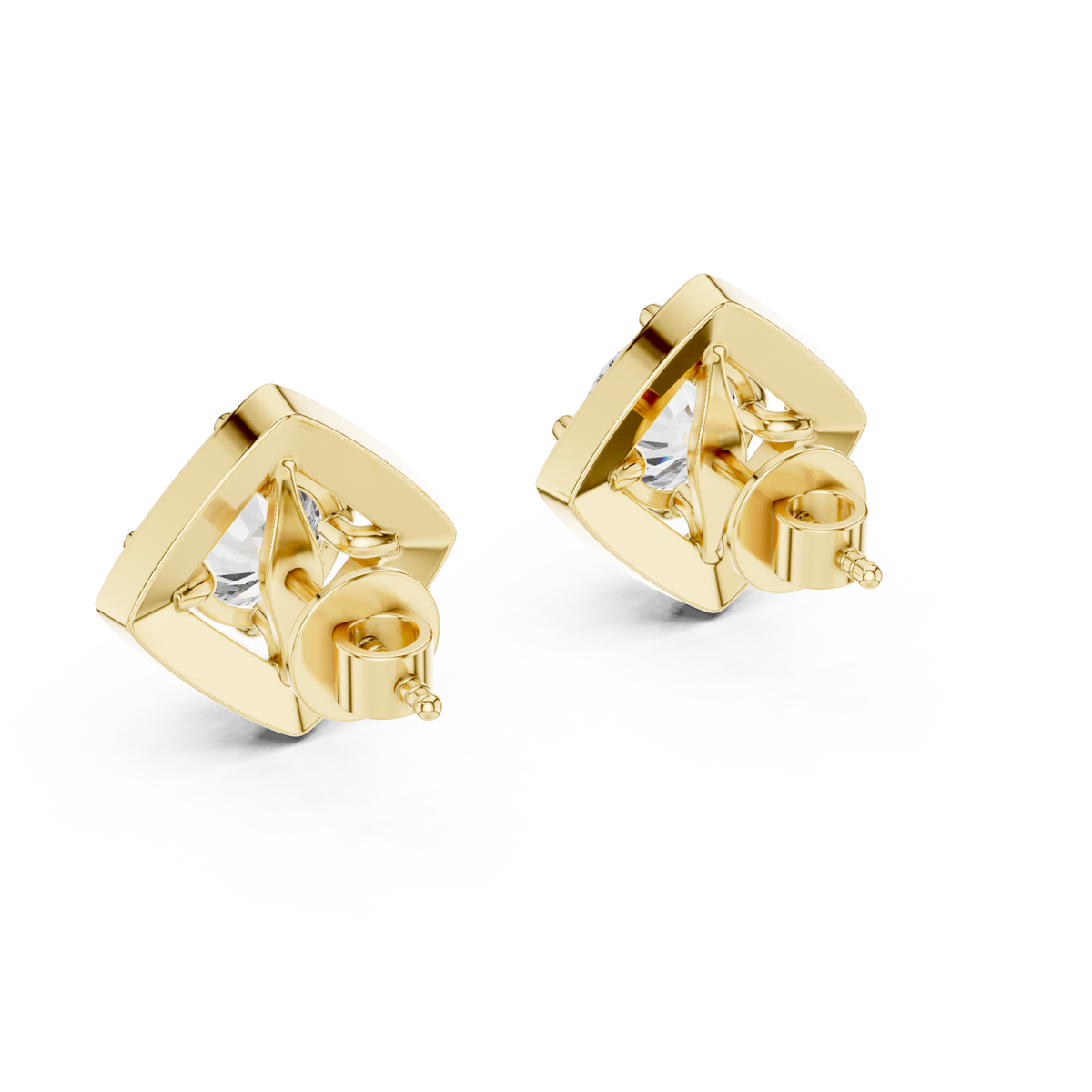  Gold Kite Halo Round Studs Side View