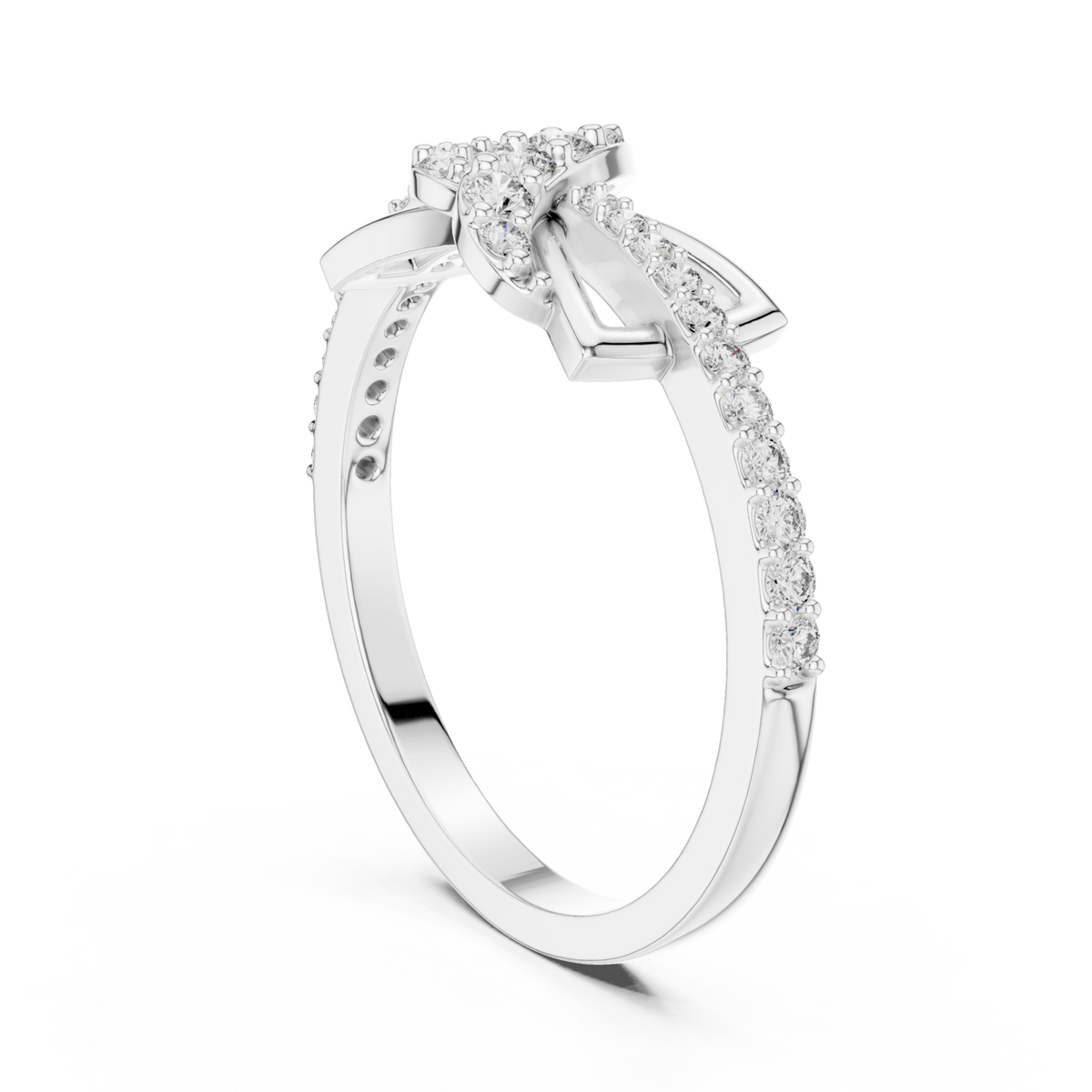 Knot loop pave ring white gold side view