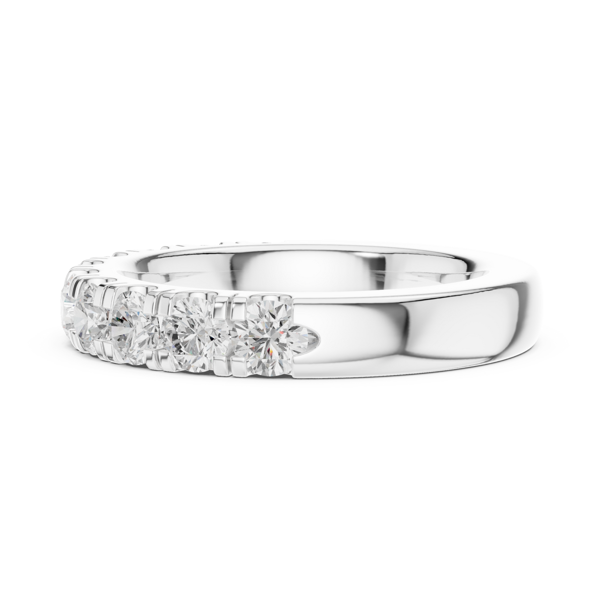 Large french pave half eternity band white gold angle view