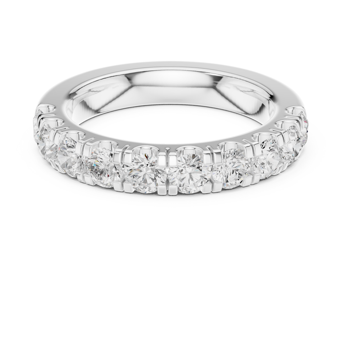 Large french pave half eternity band white gold detail view