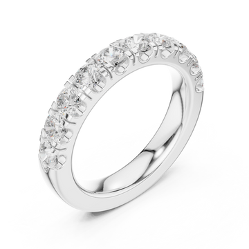 Large french pave half eternity band white gold front view