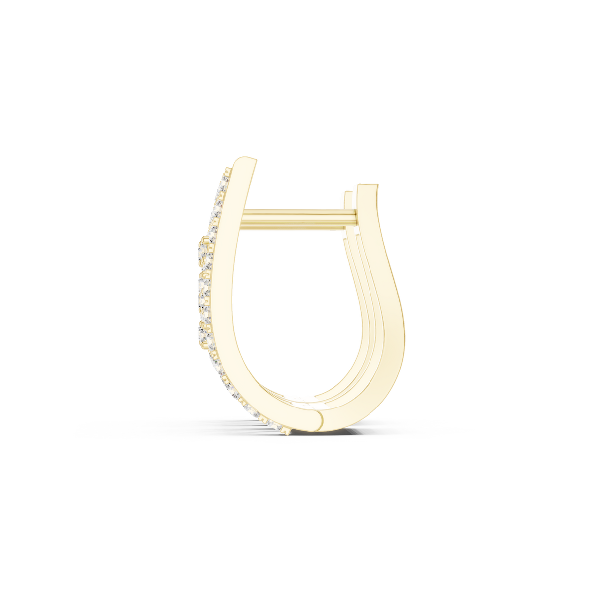  Gold Lattice Diamond Huggie Hoops Angle View