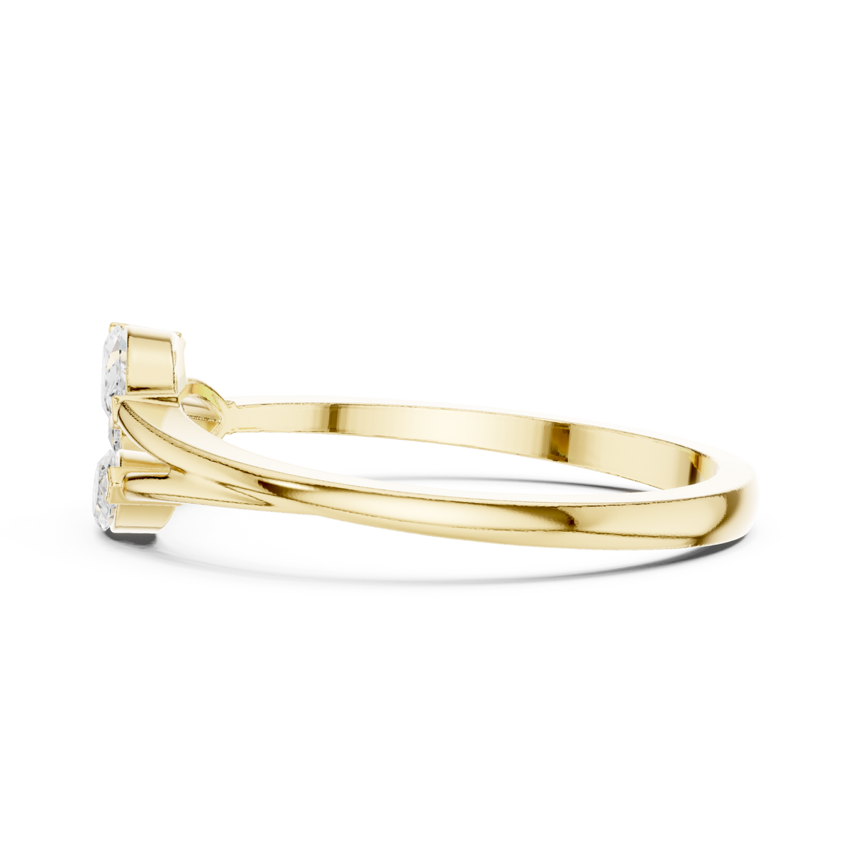 Marquise and pear cluster wrap ring yellow gold angle view