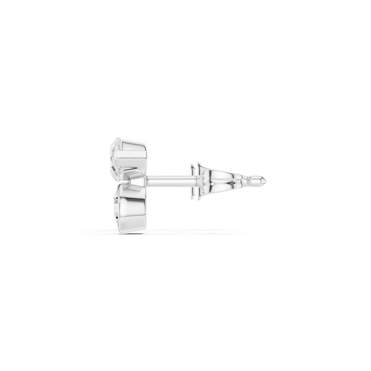  White Gold Marquise and Round Diamond Duo Studs Side View