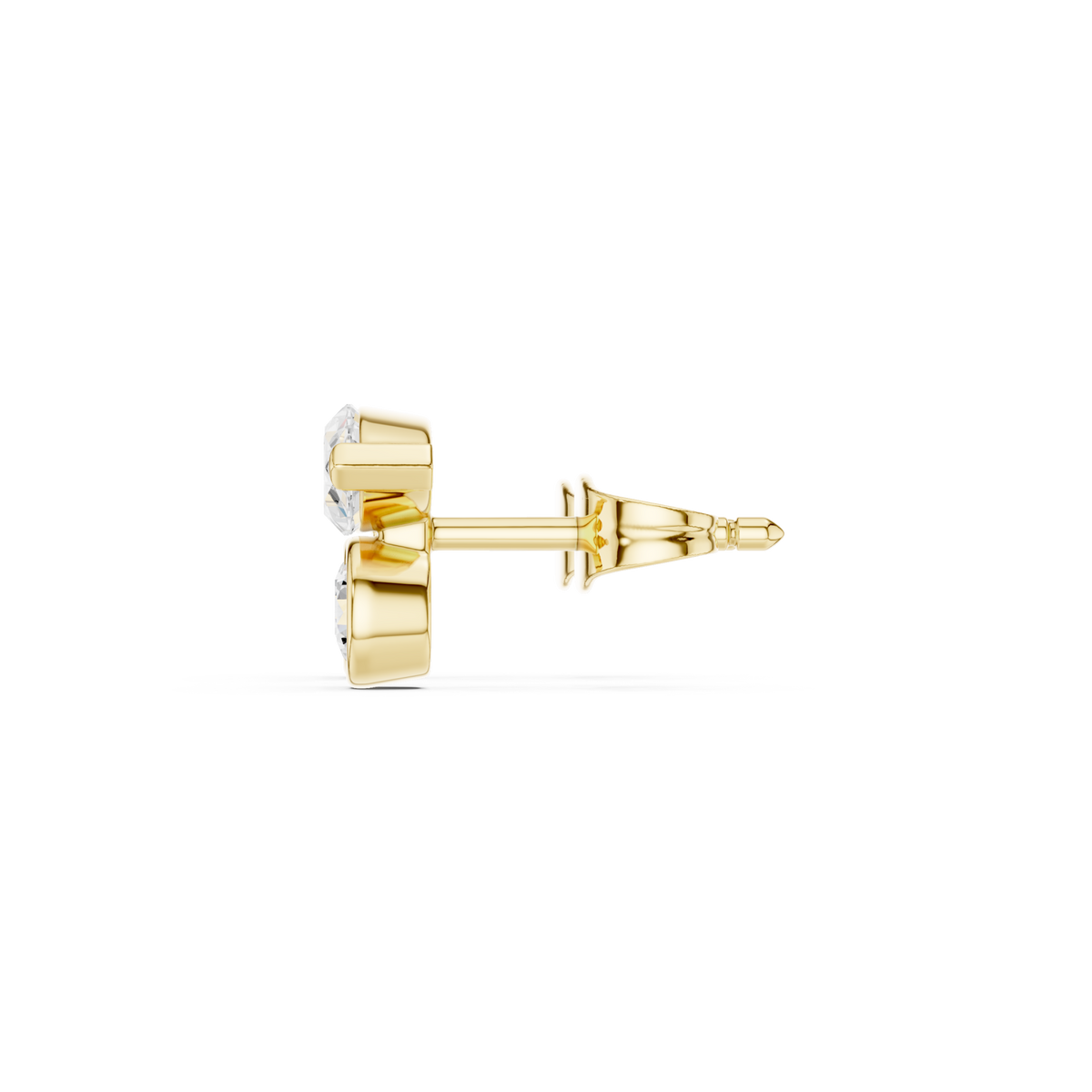  Gold Marquise and Round Diamond Duo Studs Side View