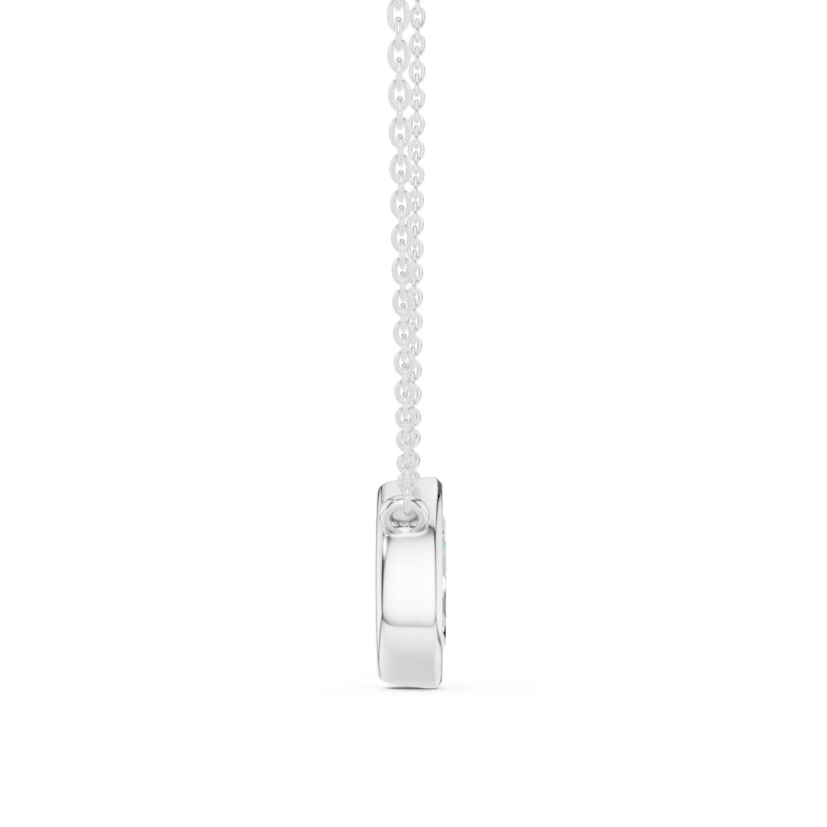 Marquise bezel solitaire pendant white gold side view