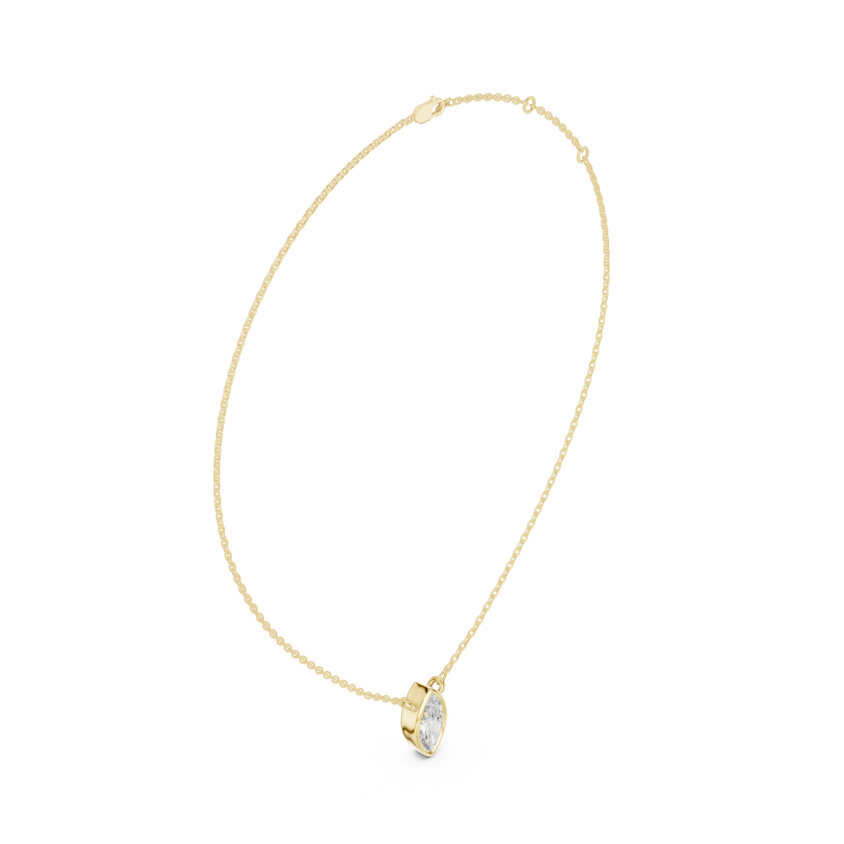 Marquise bezel solitaire pendant yellow gold front view