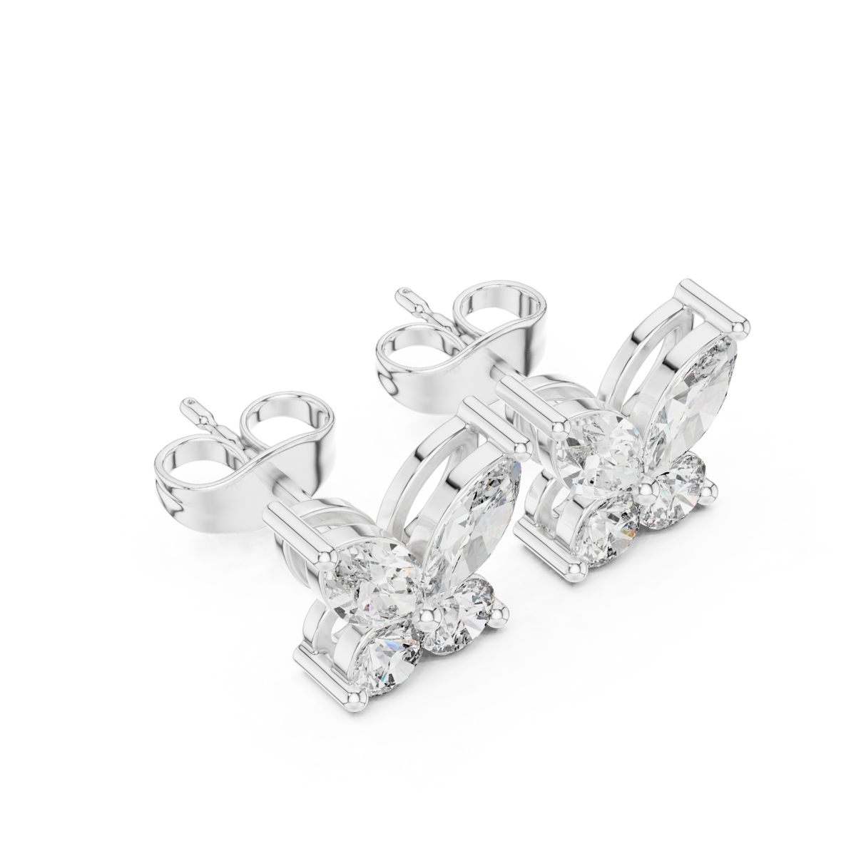  White Gold Marquise Butterfly Studs Angle View