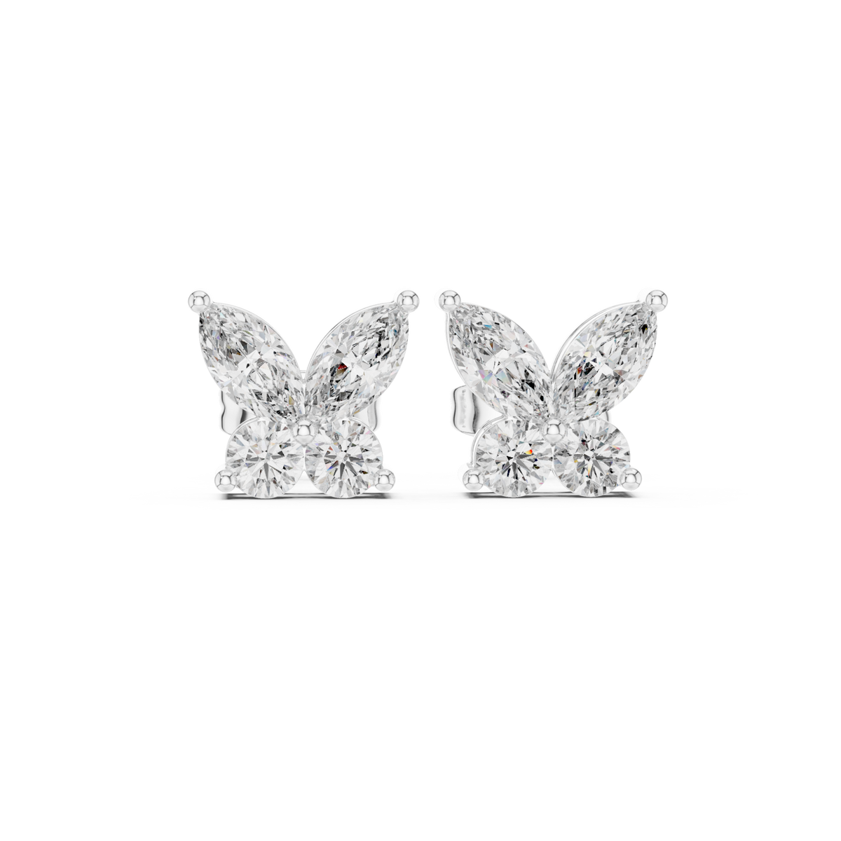  White Gold Marquise Butterfly Studs Detail View