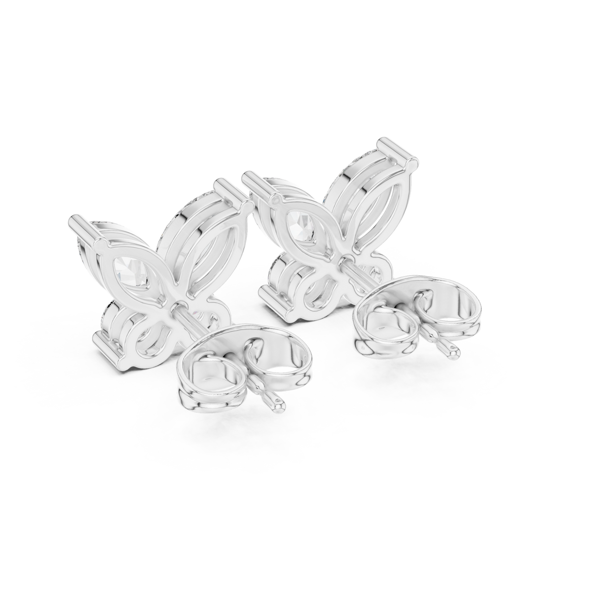  White Gold Marquise Butterfly Studs Side View