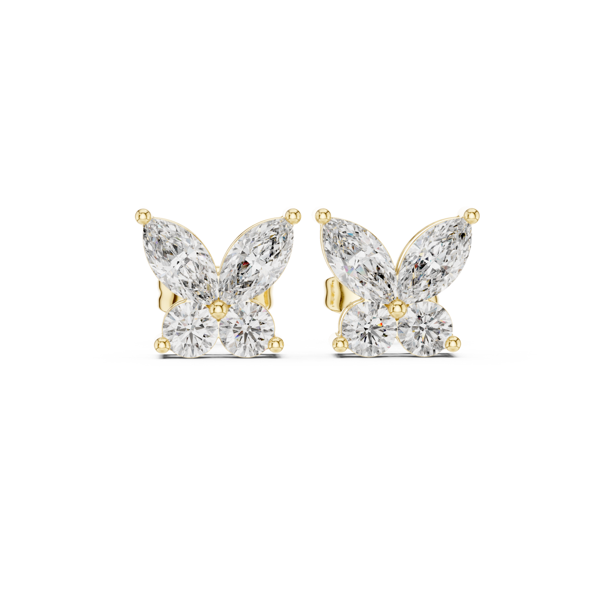  Gold Marquise Butterfly Studs Detail View