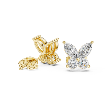 Gold Marquise Butterfly Studs Front View