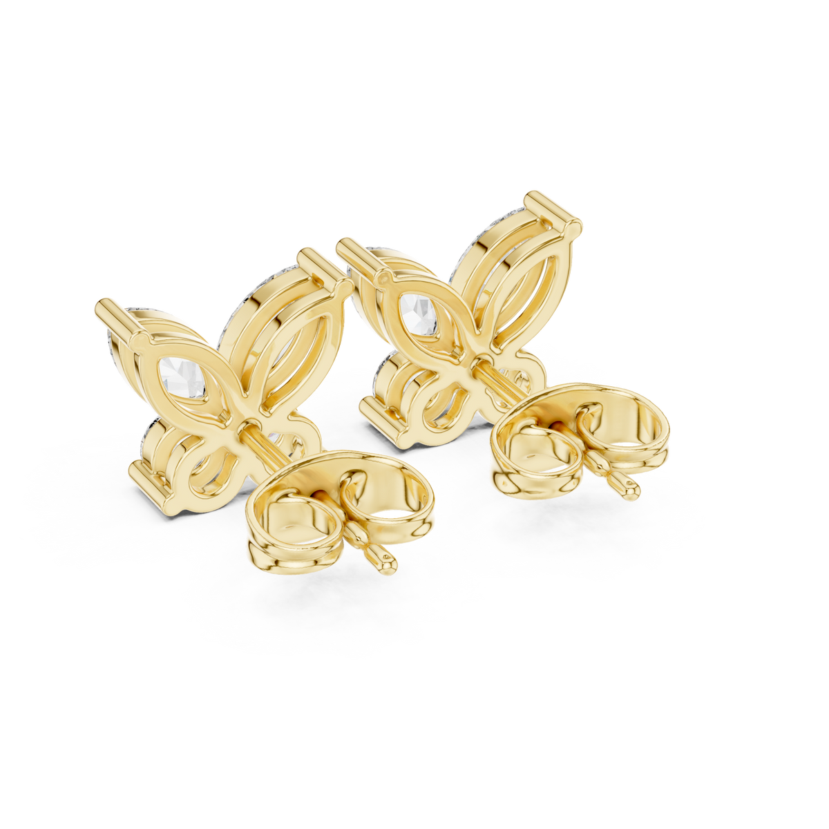  Gold Marquise Butterfly Studs Side View