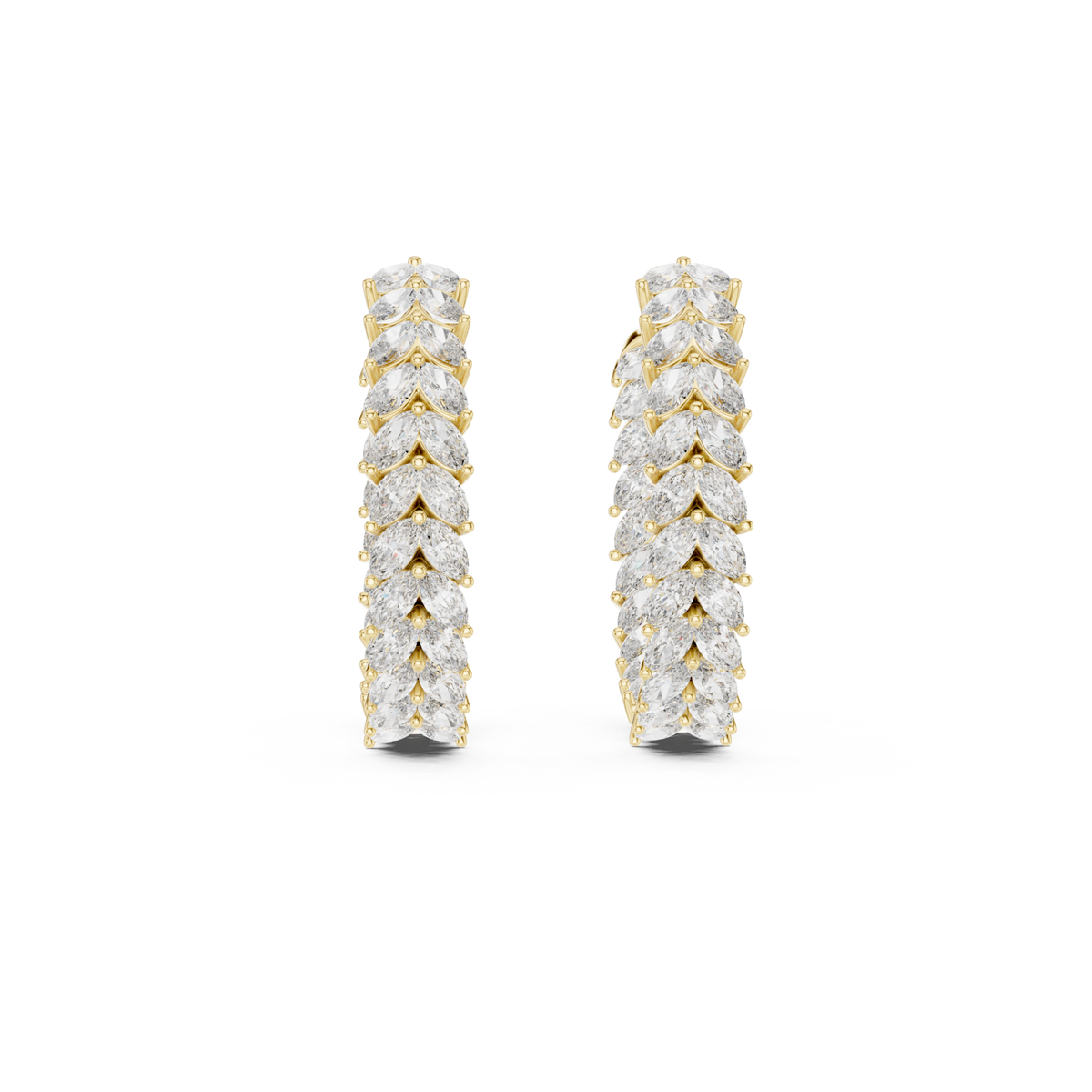  Gold Marquise Chevron Eternity Hoops Detail View