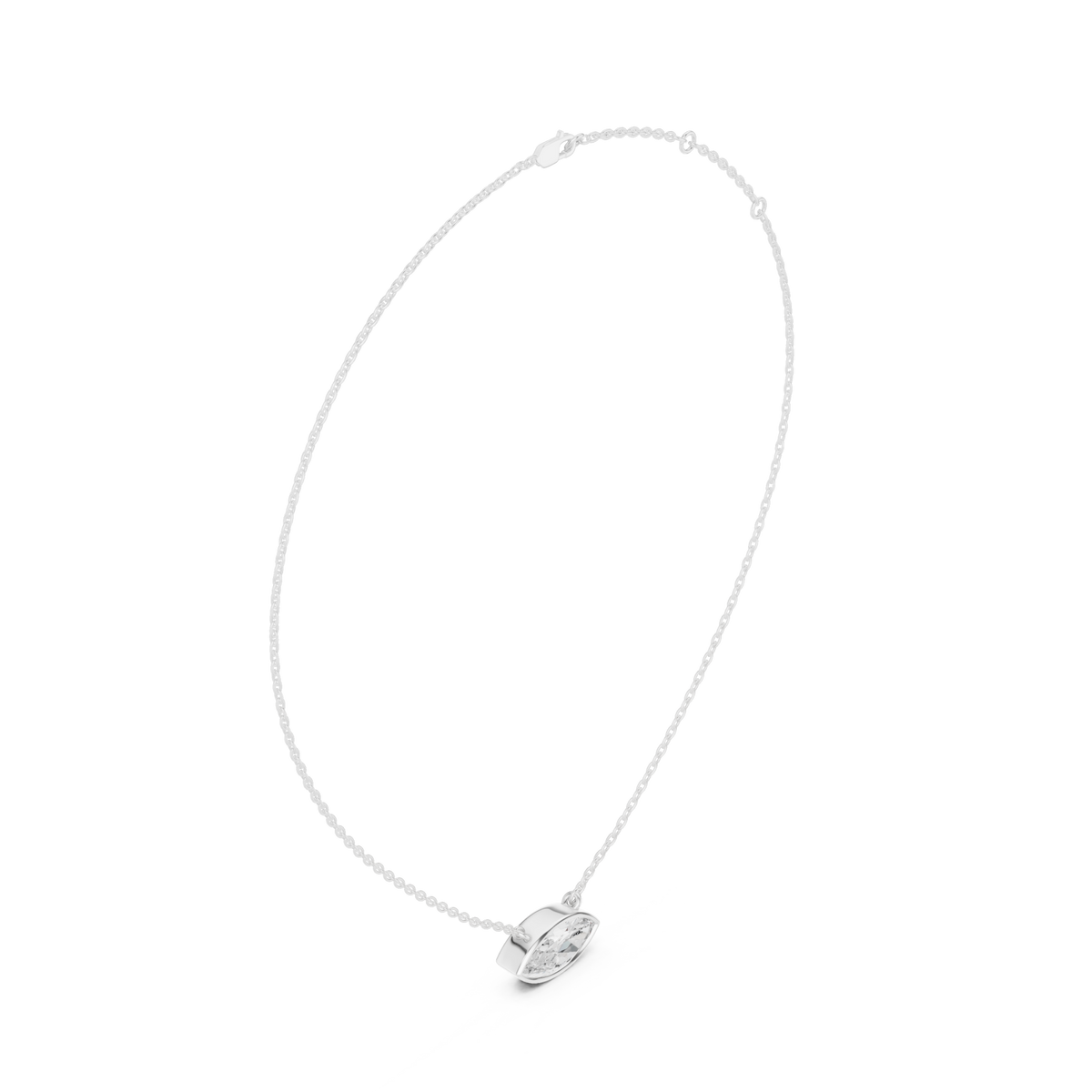 Marquise classic bezel solitaire pendant white gold front view