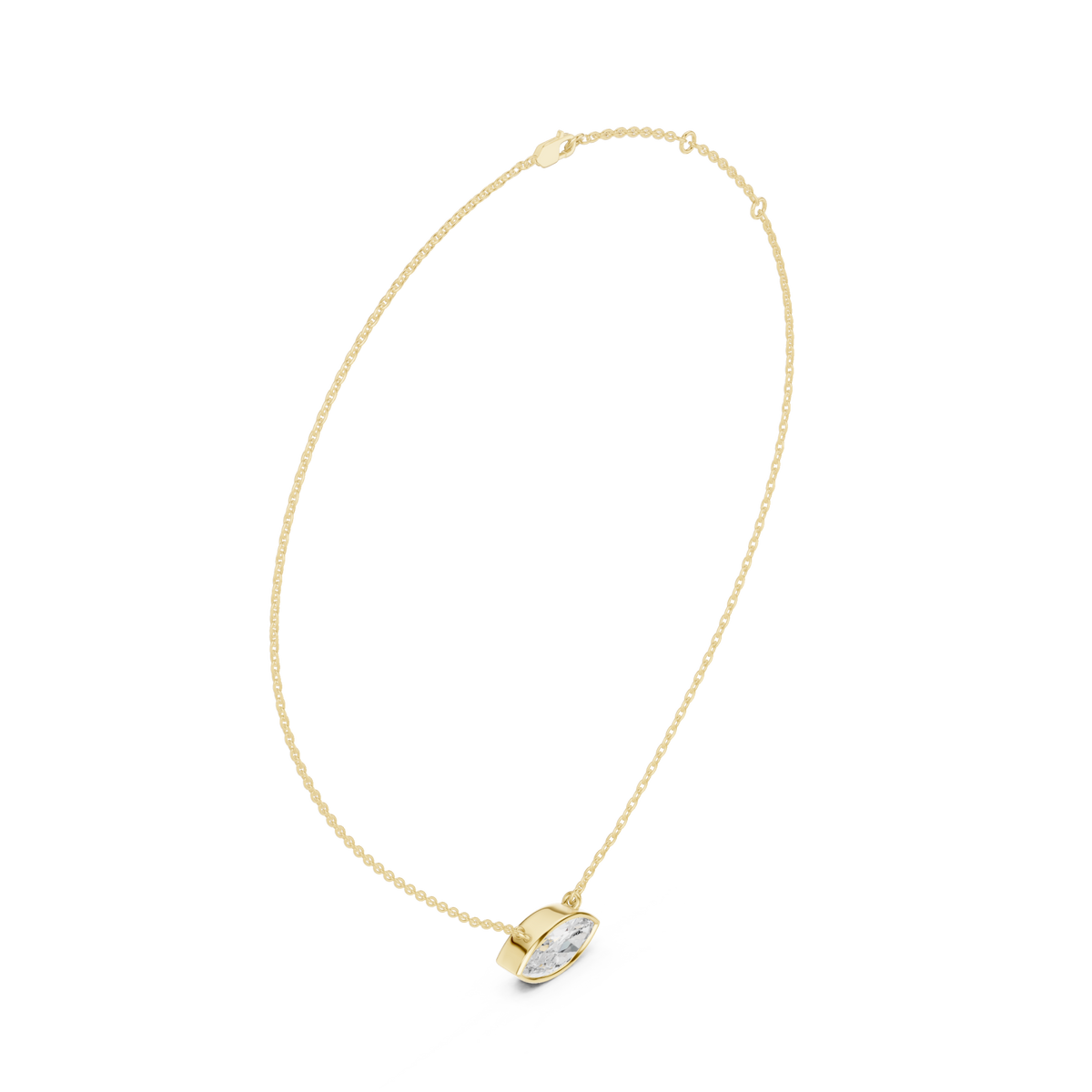 Marquise classic bezel solitaire pendant yellow gold front view