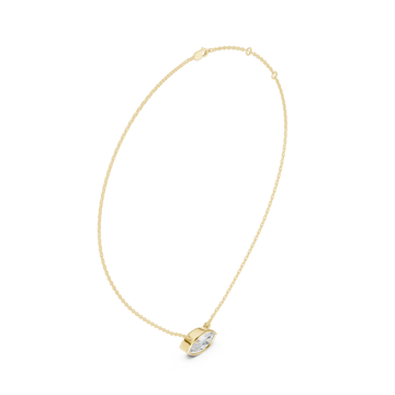 Marquise classic bezel solitaire pendant yellow gold front view