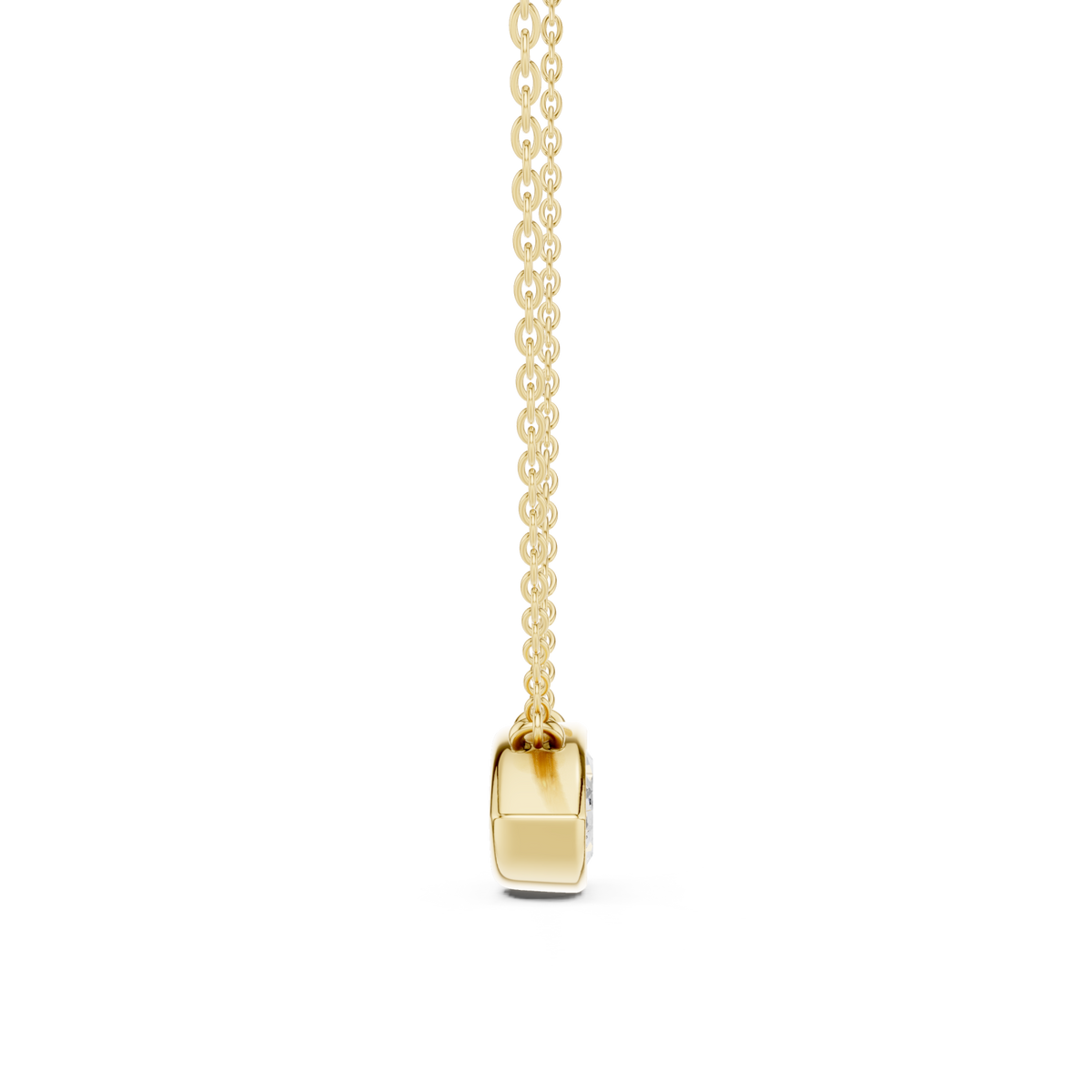 Marquise classic bezel solitaire pendant yellow gold side view