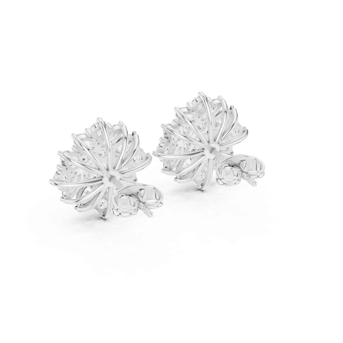  White Gold Marquise Cluster Dome Studs Angle View