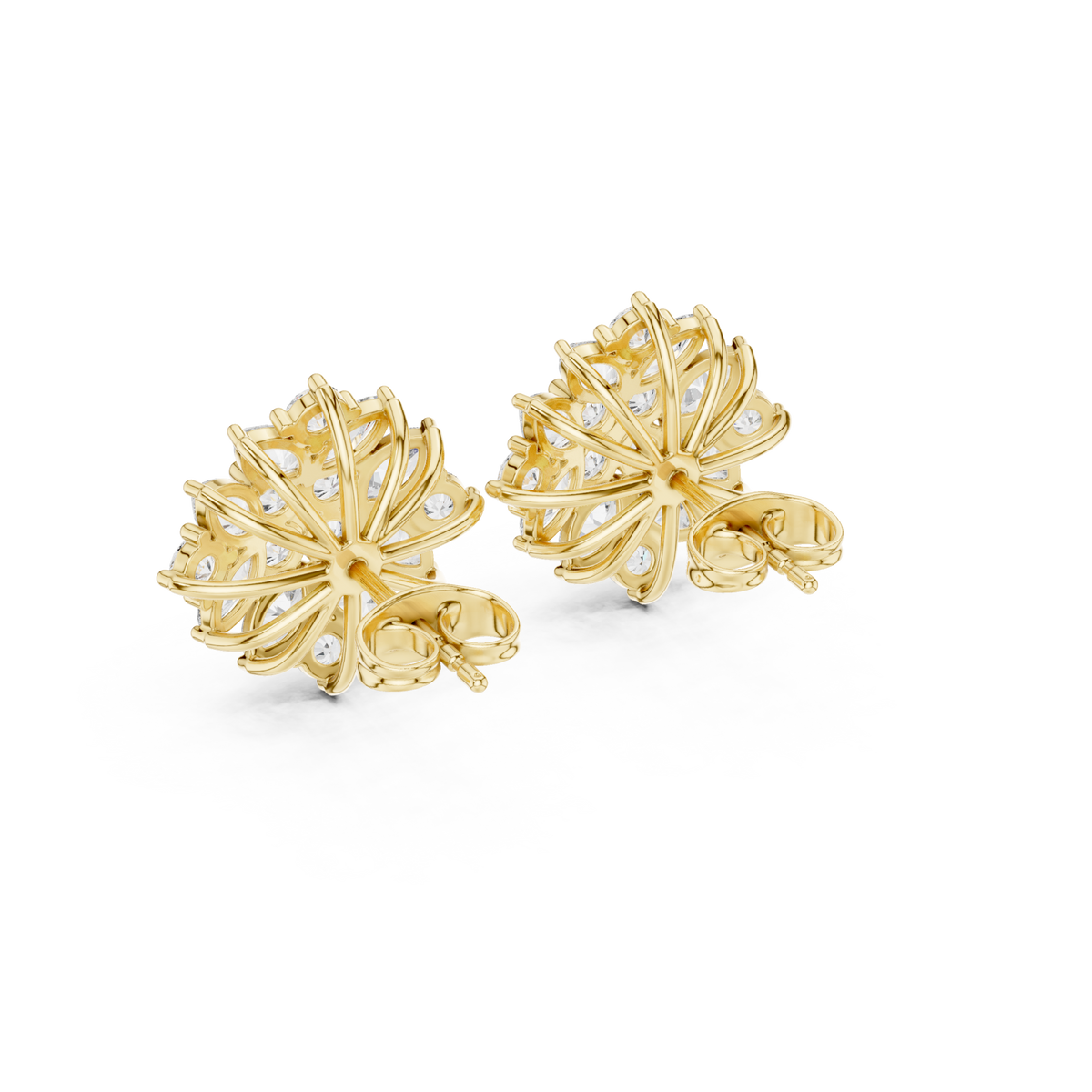  Gold Marquise Cluster Dome Studs Angle View