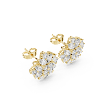 Gold Marquise Cluster Dome Studs Front View