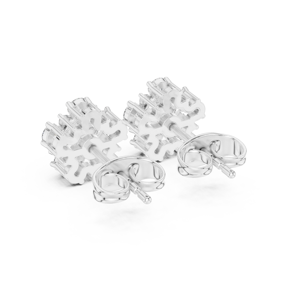  White Gold Marquise Daisy Cluster Studs Side View