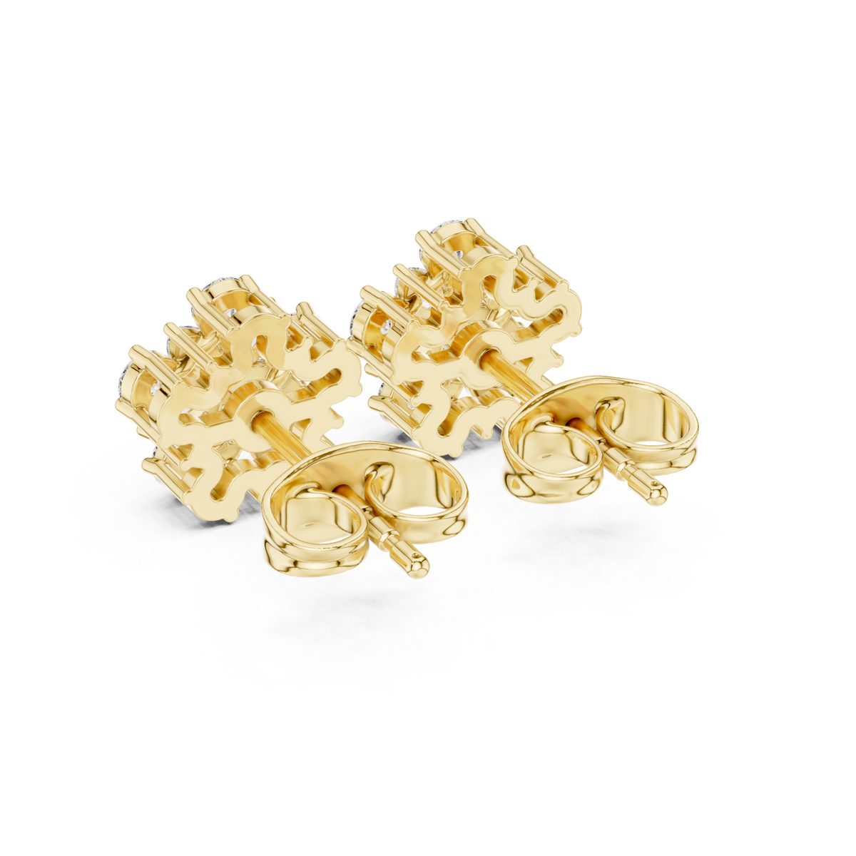  Gold Marquise Daisy Cluster Studs Side View