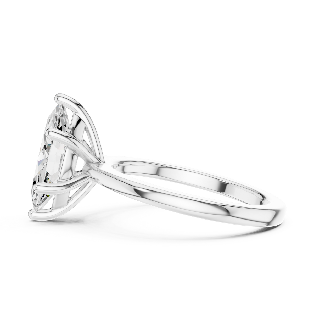 Marquise flat-edge solitaire engagement ring white gold side view
