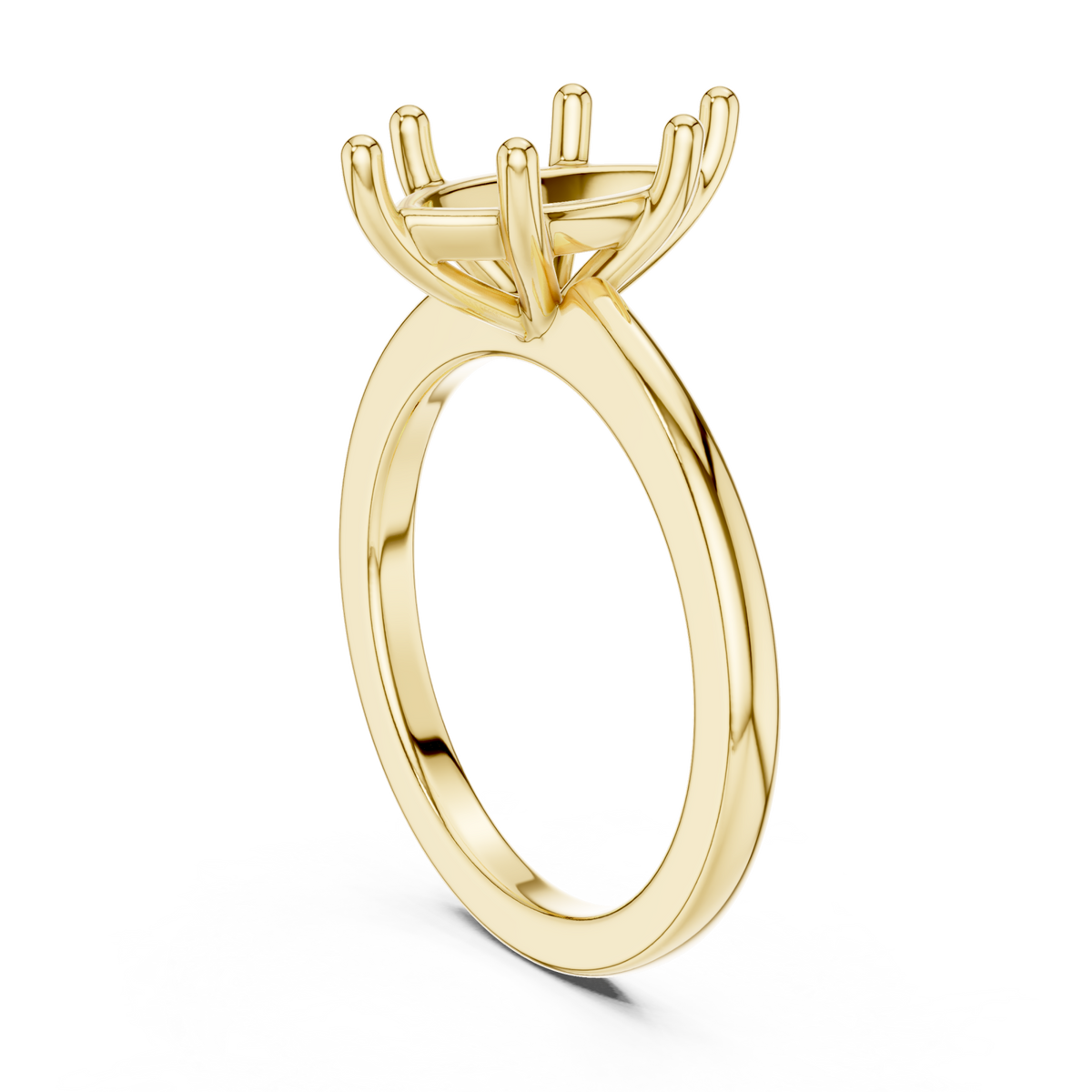 Marquise flat-edge solitaire engagement ring yellow gold front view