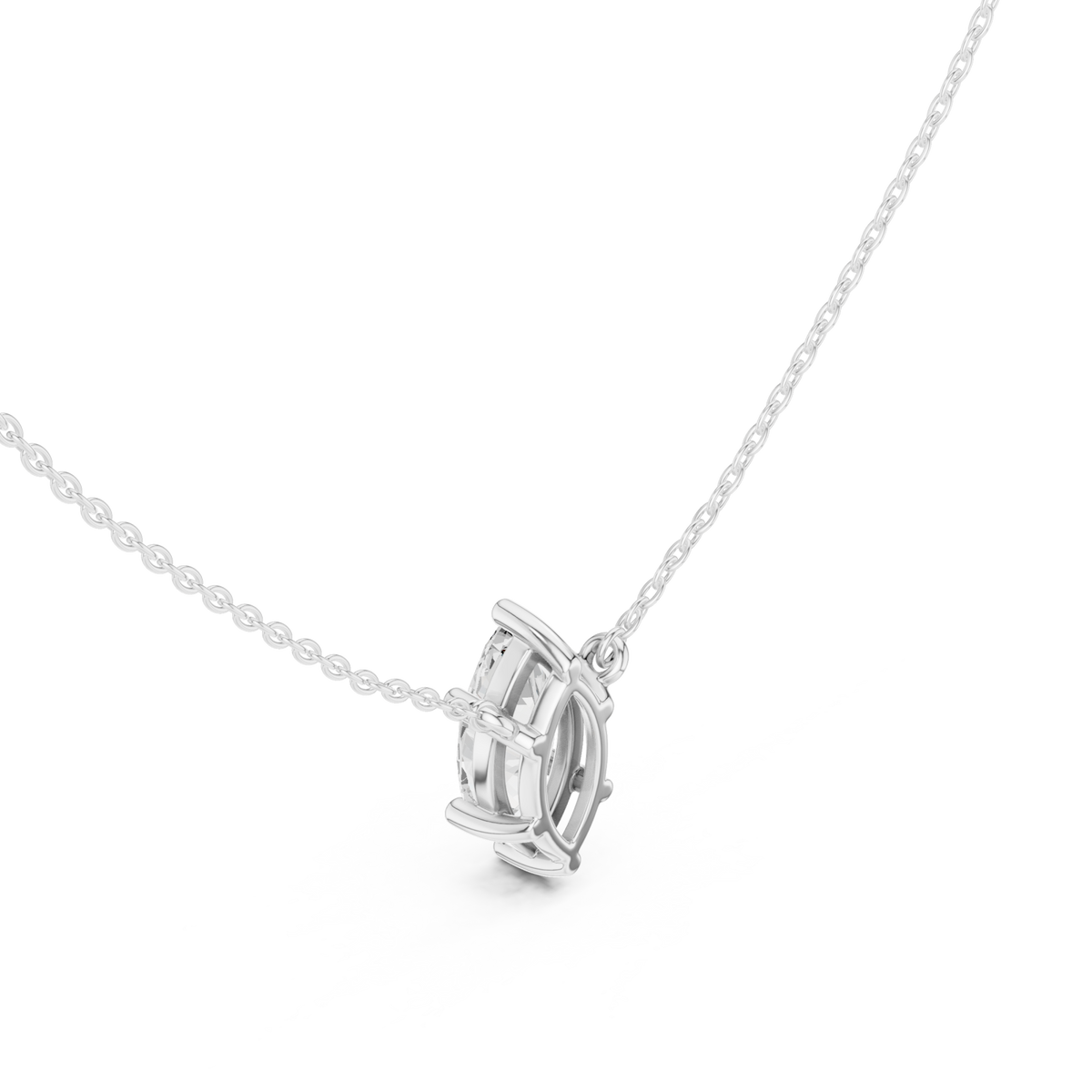 Marquise floating solitaire pendant white gold angle view