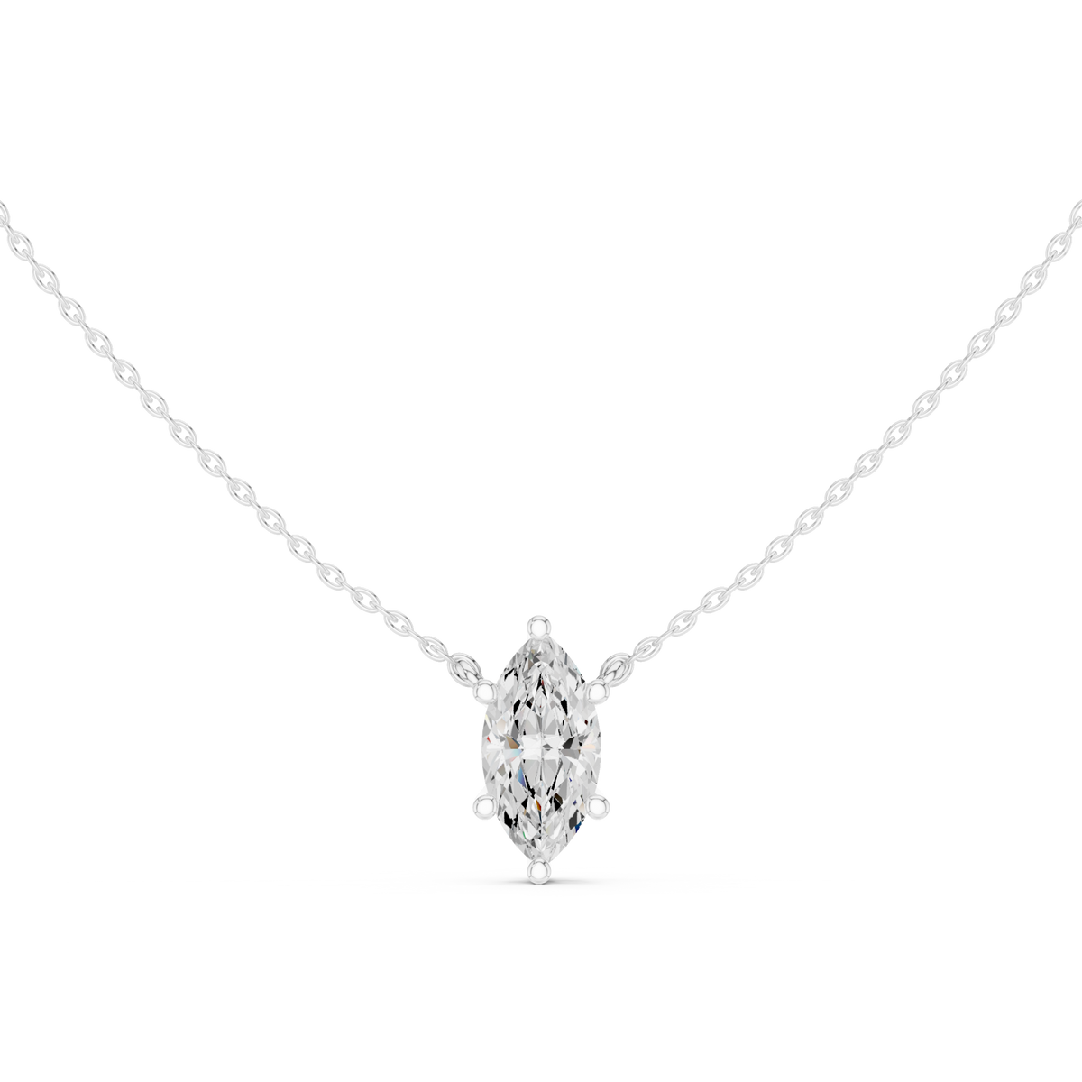 Marquise floating solitaire pendant white gold detail view