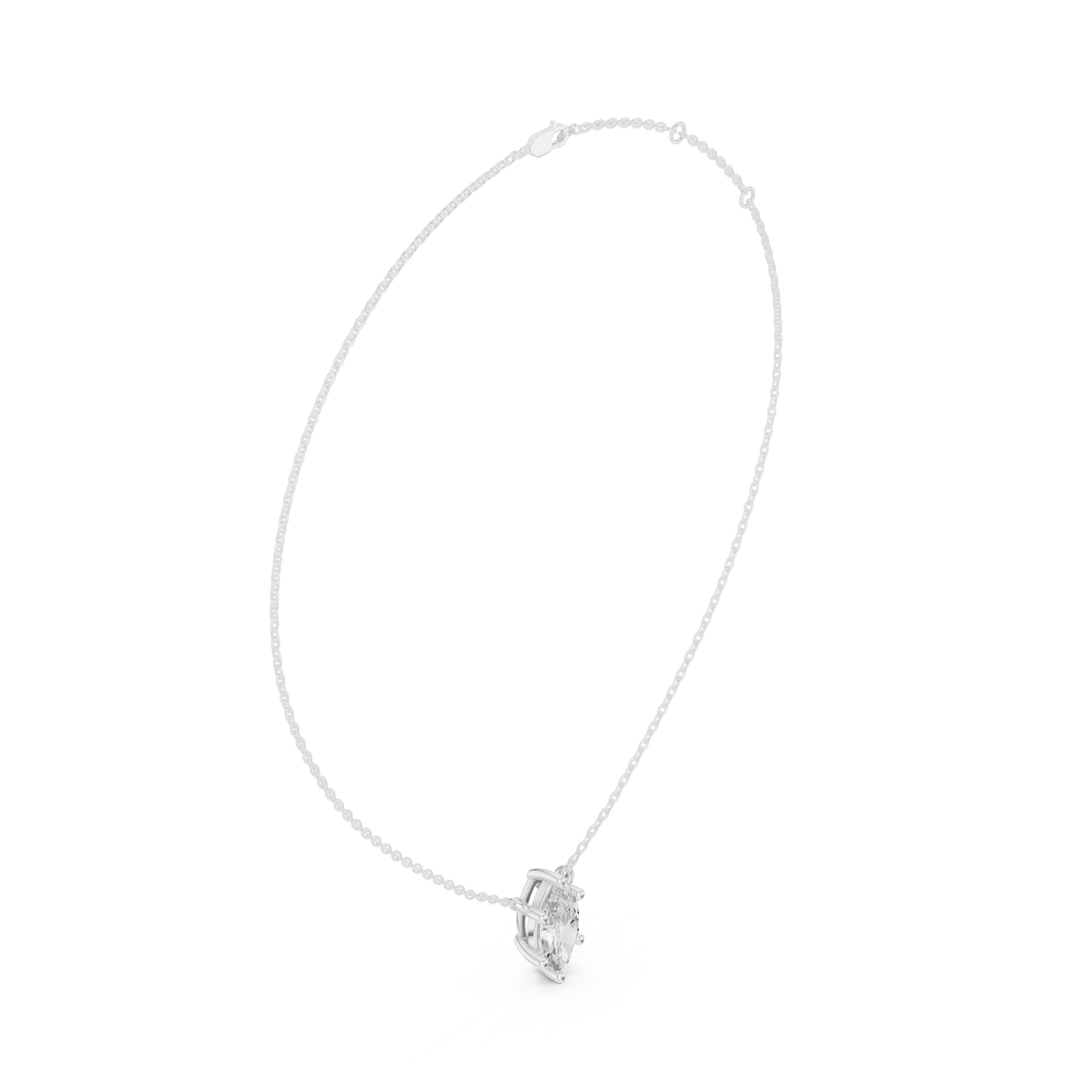 Marquise floating solitaire pendant white gold front view