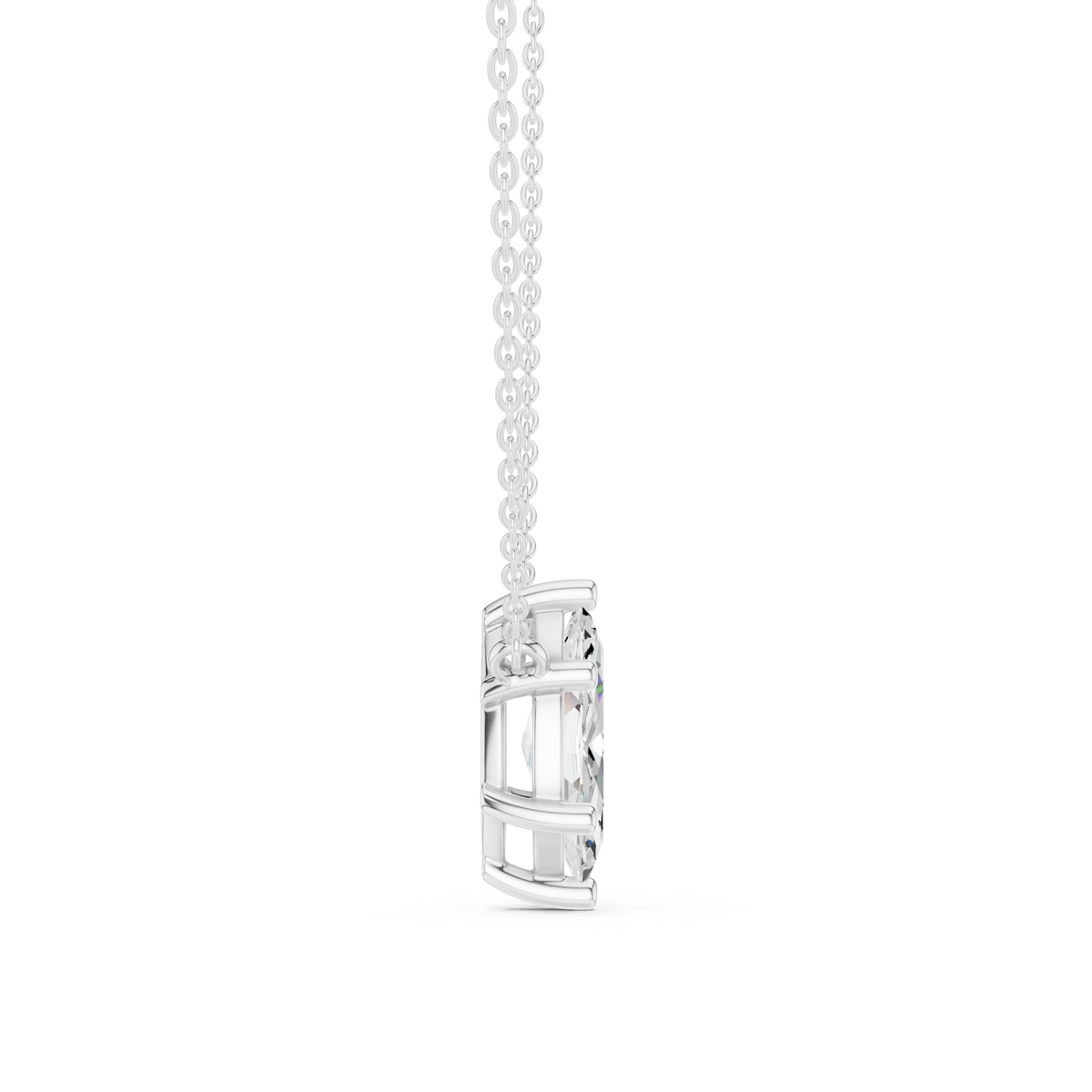 Marquise floating solitaire pendant white gold side view