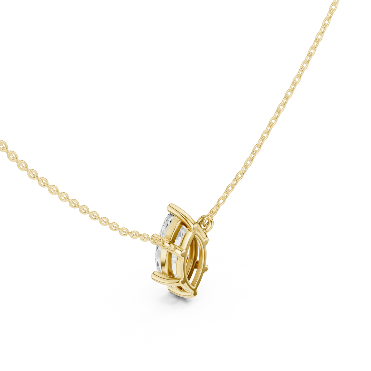 Marquise floating solitaire pendant yellow gold angle view