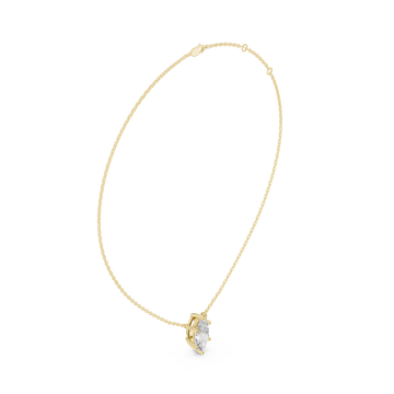 Marquise floating solitaire pendant yellow gold front view