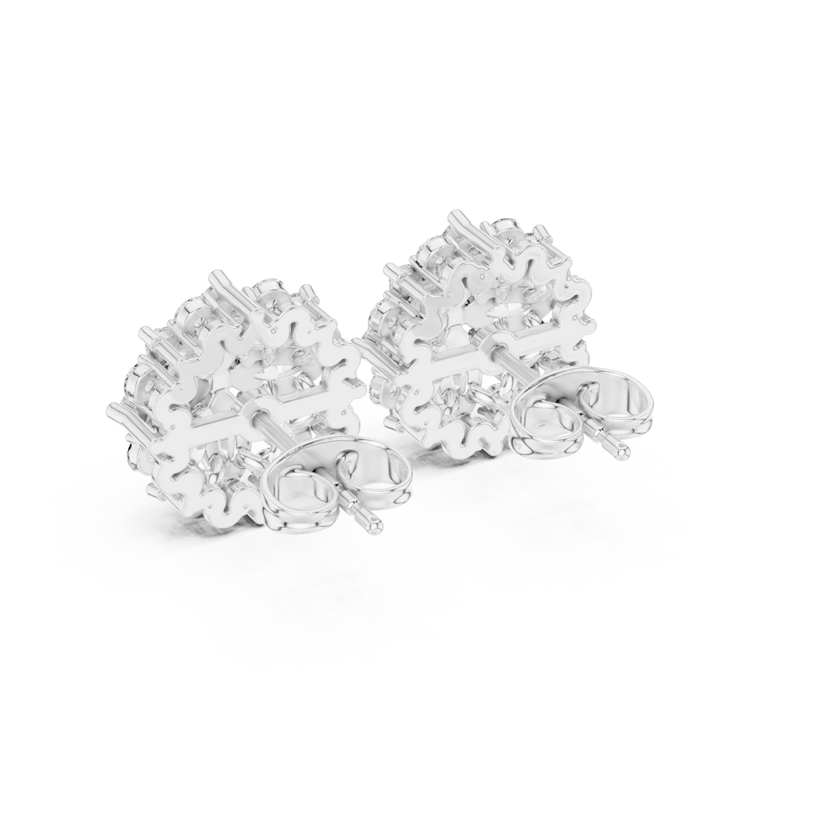  White Gold Marquise Flower Halo Studs Angle View