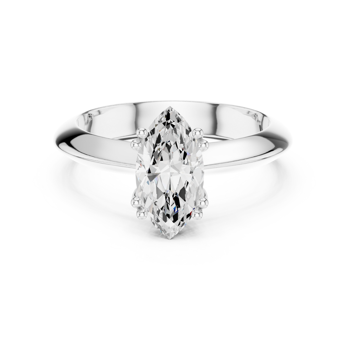 Marquise knife-edge solitaire engagement ring white gold detail view