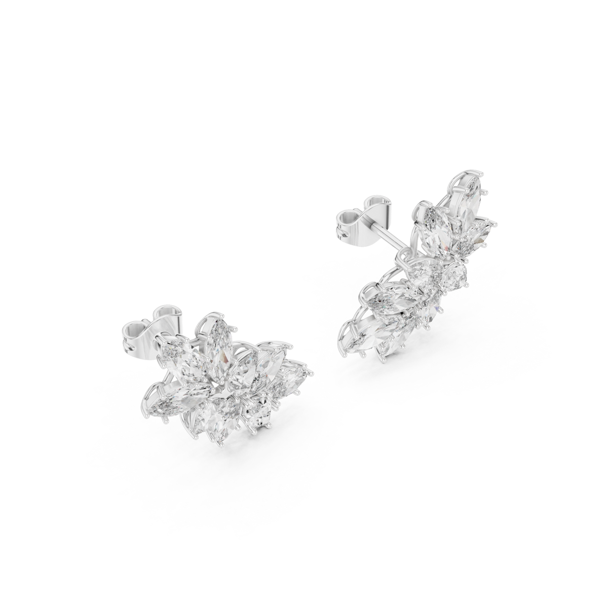  White Gold Marquise Leaf Cluster Climbers Angle View
