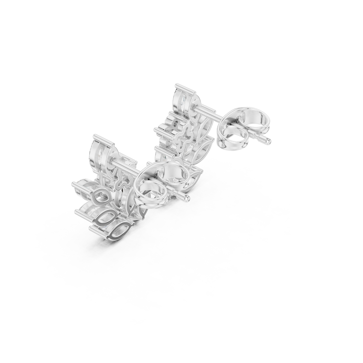  White Gold Marquise Leaf Spray Climber Studs Front View