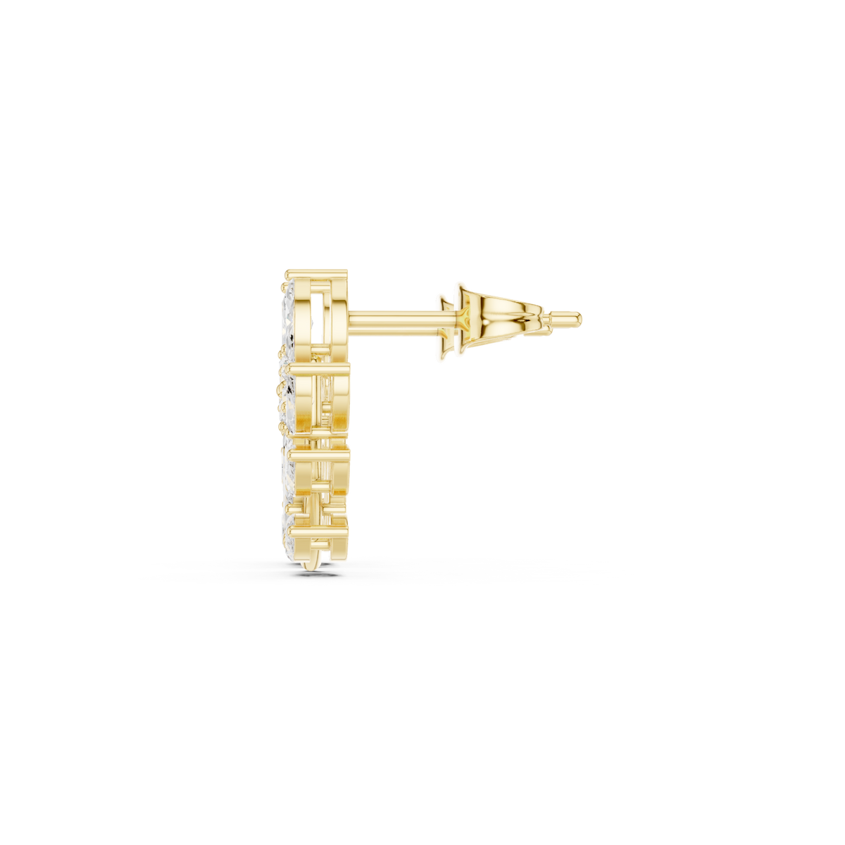  Gold Marquise Leaf Spray Climber Studs Angle View