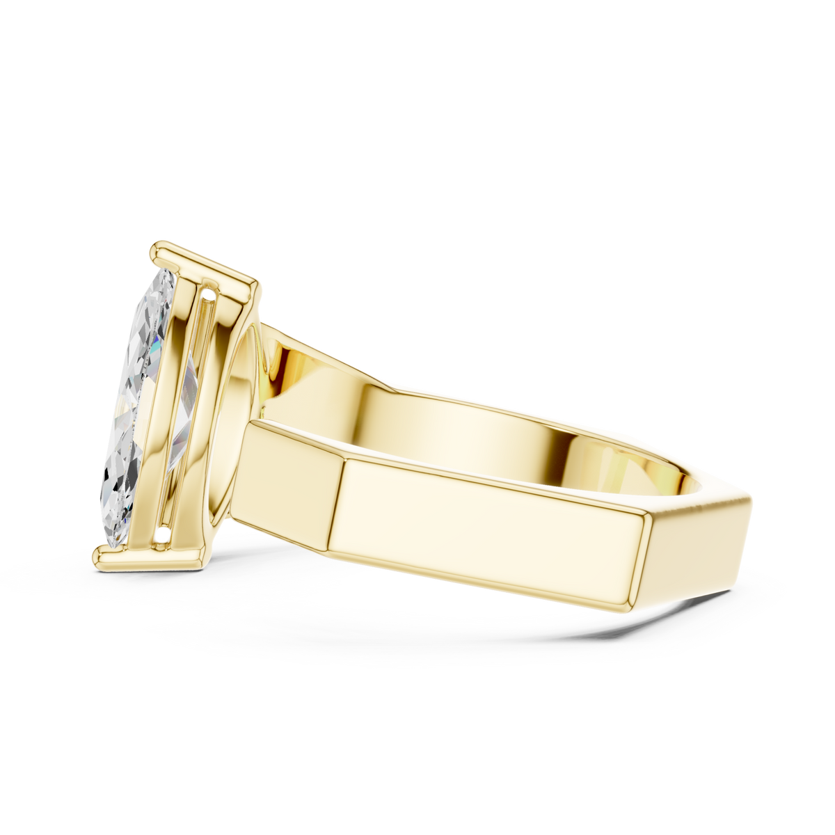  Gold Marquise Open Cuff Ring for Him Angle View