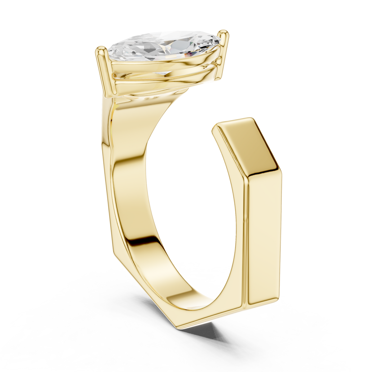  Gold Marquise Open Cuff Ring for Him Side View