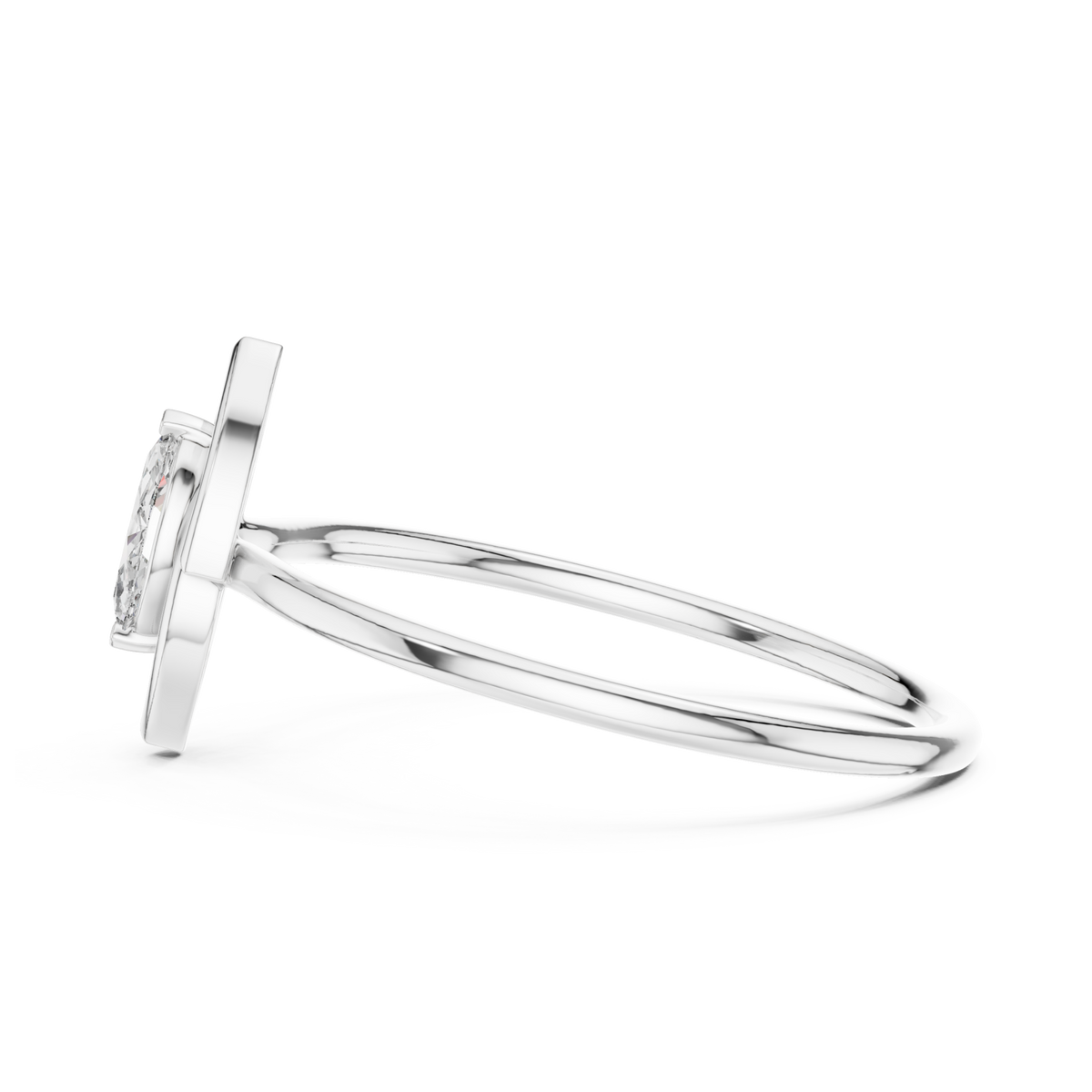 Marquise outline solo ring white gold angle view