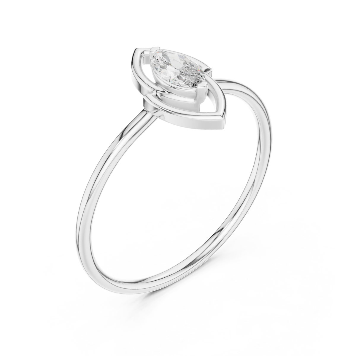 Marquise outline solo ring white gold front view